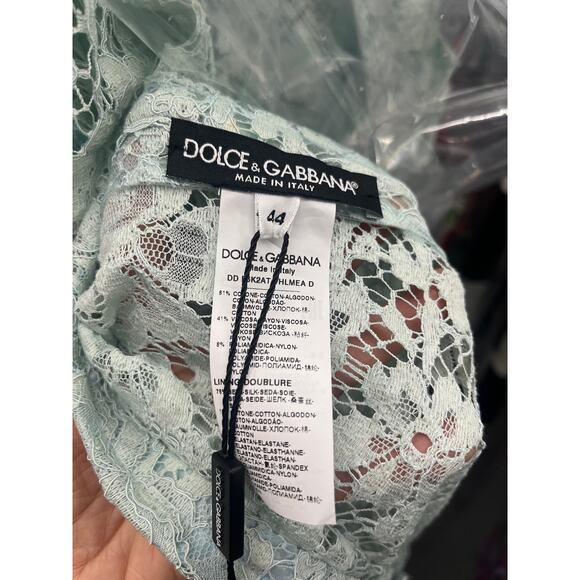 NWT DOLCE & GABBANA Mint Corded Lace Sleeveless Mini Dress 44 L - Picture 10 of 10